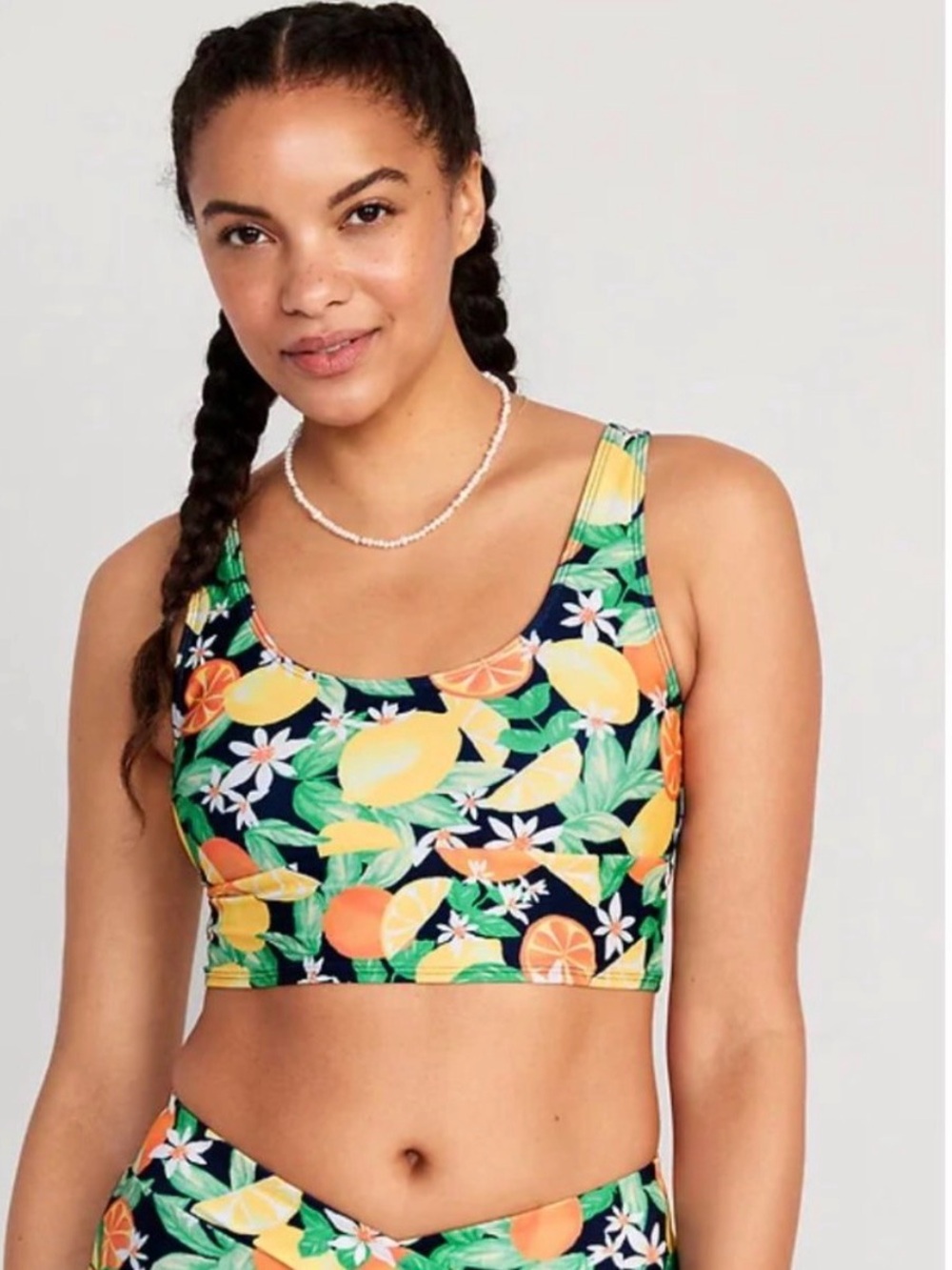 Old Navy Deep Navy Citrus Print Swim Bikini Top